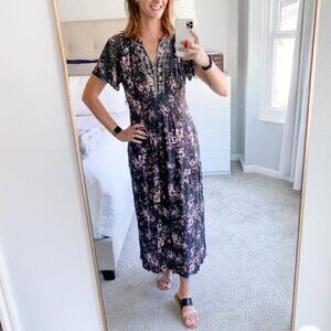 Knox Rose Gray Floral Maxi Dress for Fall Small